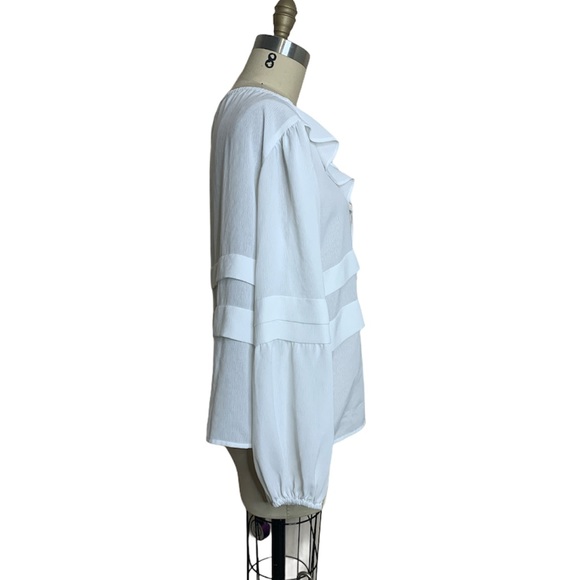 0394 Club Monaco white ruffle sleeve M - Picture 3 of 4